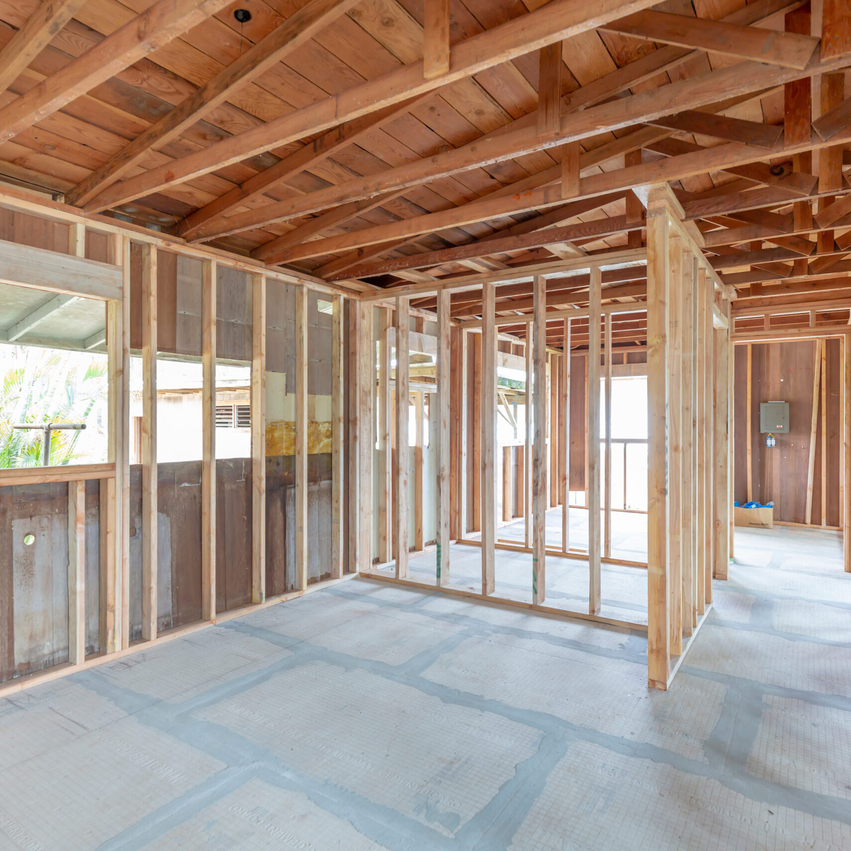 Interior construction home remodel framing project